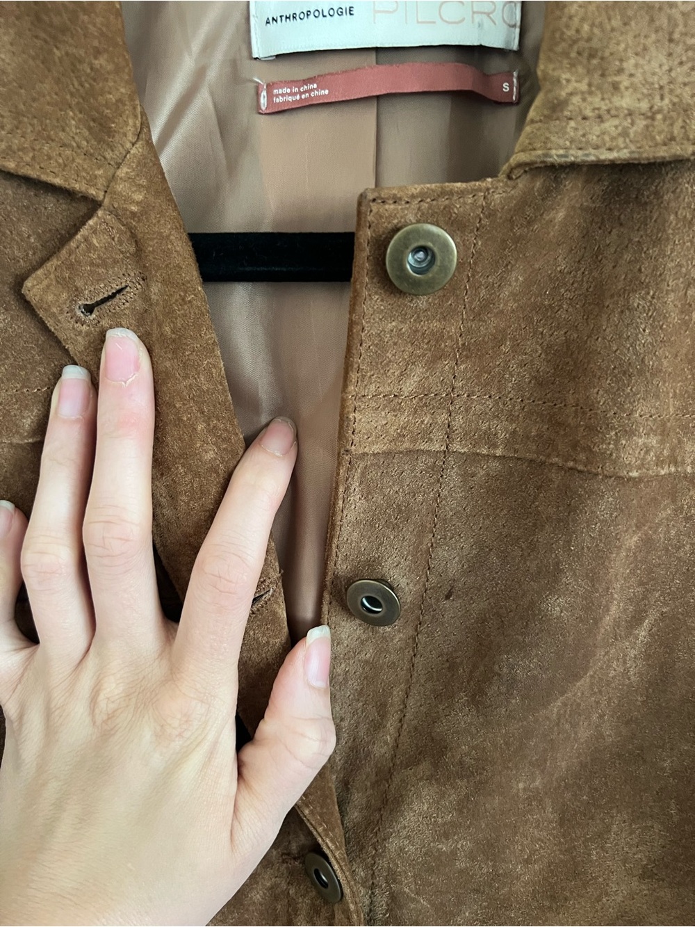 Anthropologie Pilcro Tan Brown Danae Fringed Suede Jacket Small - Picture 9 of 10
